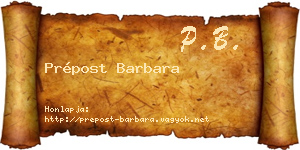 Prépost Barbara névjegykártya